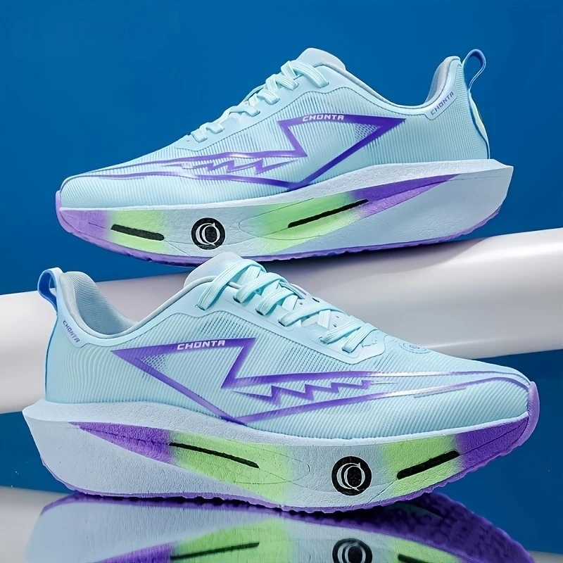 남성용 패셔너블하고 편안한 스포츠 러닝화 - 통기성 있는 패브릭 갑피, 미끄럼 방지, 내마모성, 충격 흡수 밑창, 라운드 토 레이스업 캐주얼 러닝화, 모든 계절에 적합