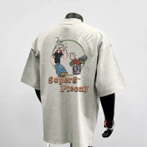 레트로 아메리칸 스타일 남성 반팔 티셔츠 아울렛 브랜드 태그 제거 봄 여름 신상 캐주얼 프린트 포켓 손수건