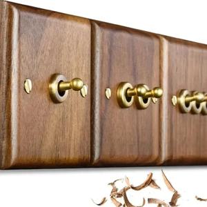 하이 퀄리티 레트로 유럽형 빈티지 벽 조명 스위치 소켓, 단단한 나무 황동 토글 스위치 플레이트, 앤티크 홈 스테이 스위치