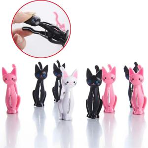 4 개/대 크리 에이 티브 고양이 만화 클립 가방 강력한 플라스틱 옷 핀 모양 양말 교수형 못 클램프 세탁 사진 홀더