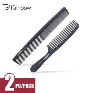 Brainbow 2pc 헤어 빗 정전기 방지 탄소 헤어 브러시 전문 프로 살롱 헤어 스타일링 도구 미용 이발사 핸들 브러시