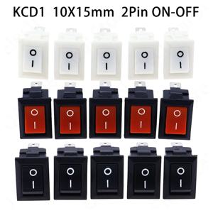 5/10Pcs 푸시 버튼 스위치 10x15mm SPST 2Pin 3A 250V KCD11 스냅인 On/Off 로커 스위치 10MM * 15MM 검정색 빨간색과 흰색