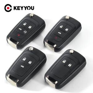 KEYYOU 10pcs 2/3/4/5 버튼 원격 케이스 Fob 커버 플립 접이식 키 쉘 빈 Chevrolet Lova Sail Aveo Cruze Replac