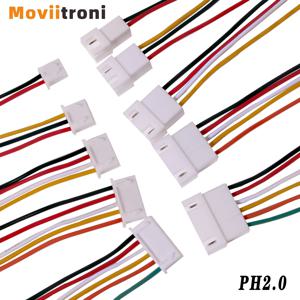 JST PH 2.0 커넥터 암 수 연결 플러그, 200mm 터미널 커넥터 와이어 케이블, 2 핀, 3p, 4p, 5p, 6p, 10-20 쌍