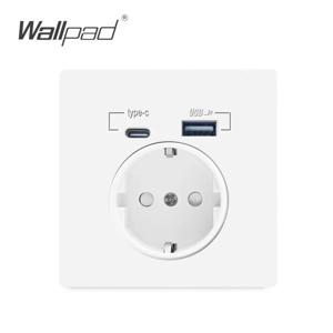 Usb 충전 포트 및 유형 C 인터페이스가있는 EU 전원 소켓 2.1A 16A PC 패널 86mm 프랑스 러시아 스페인 벽면 콘센트 전화 홀더