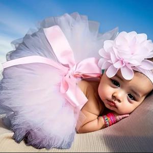 신생아 아기 해바라기 투투 보우 스커트, 유아 아기 소녀 머리 장식 꽃 사진 의상