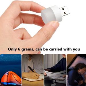 USB 야간 조명 미니 LED 야간 조명, USB 플러그 램프, 보조배터리 충전 USB 책 조명, 작은 원형 독서
