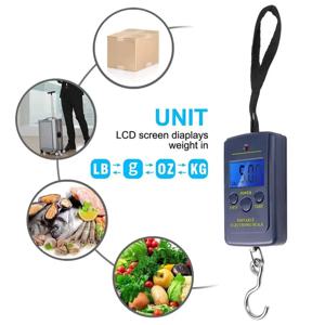 주방 저울 무게 측정기 휴대용 디지털 LCD 저울 40kg 전자 수하물 걸이형 여행 가방 무게 측정 도구