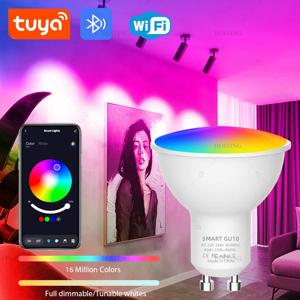 Tuya Bluetooth WIFI GU10 라이트 스포트라이트 RGBCW 색상 변경 램프 스마트 라이프 APP Dimmable Alexa Google 홈 음성 제어 그룹