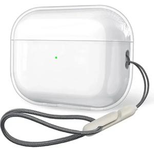 Airpods 용 투명 소프트 TPU 이어폰 케이스 4 3 2 1 Pro Pro2 Airpods 4 충전 케이스 커버 용 끈 스트랩이있는 충격 방지