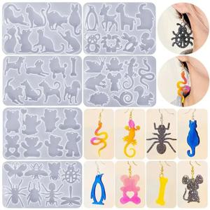 동물 귀걸이 금형 키 체인 거미 도마뱀 실리콘 금형 DIY 에폭시 수지 금형 펜던트 쥬얼리 동물 장식 공예품 만들기