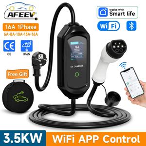 AFEEV 휴대용 EV 충전기 Type2 IEC62196-2 EVSE 고속 충전 케이블 Type1 SAE J1772 Wallbox WiFi APP Bluetooth 무선 제어