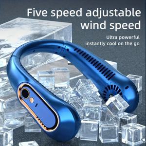 핸즈프리 무선 목걸이형 선풍기 휴대용 미니 선풍기 디지털 디스플레이 파워 야외 하이킹 캠핑 USB 충전