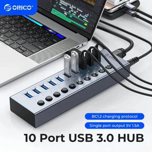 ORICO 전원 USB 허브 분배기 소켓, 멀티 USB 3.0 포트 슬롯 플러그 On-Off 키 스위치 도크 PC Lapto 용 전원 스트립 어댑터