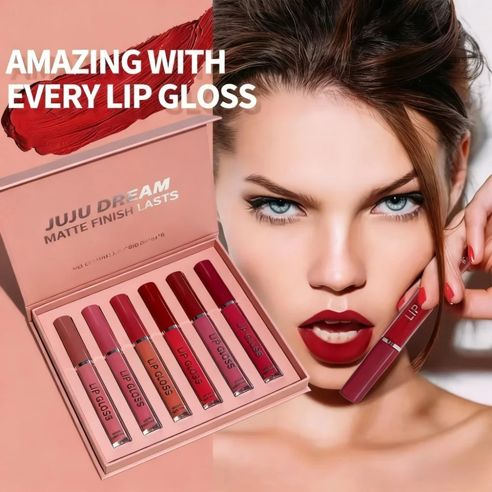 매트 리퀴드 립스틱 세트 방수 오래 지속되는 번짐 방지 립 글로스 쉽게 바르는 비전사성 휴일 선물