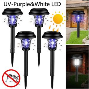 태양열 모기 킬러 램프 야외 정원 파티오 UV 자외선 흰색 조명 모기 퇴치 곤충 트랩 (마당 바베큐용)