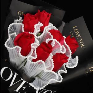 28cm x 400cm 꽃 포장지 진주 웨이브 원사 꽃 포장 레이스 메쉬 꽃집 수제 꽃다발 선물 포장 공급 장식