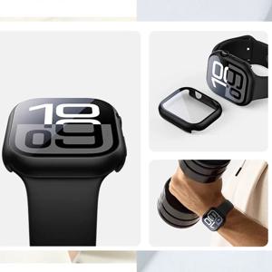 애플 워치 시리즈 10 11 9 울트라 8 7 6 5 4 3 SE 49MM 45MM 41 40 44MM 액세서리용 강화유리 스크린 보호 케이스 커버