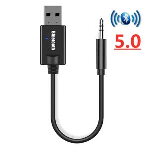 블루투스 5.0 오디오 수신기 차량용 키트 3.5MM 3.5 잭 AUX 자동 스테레오 음악 USB 동글 무선 어댑터 (자동차 스피커 앰프 용)