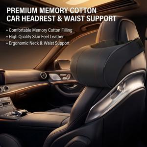 메모리폼 차량용 목베개 – 편안한 운전을 위한 PU 가죽 헤드레스트 쿠션, 자동차 내부용 시트 헤드레스트 패드