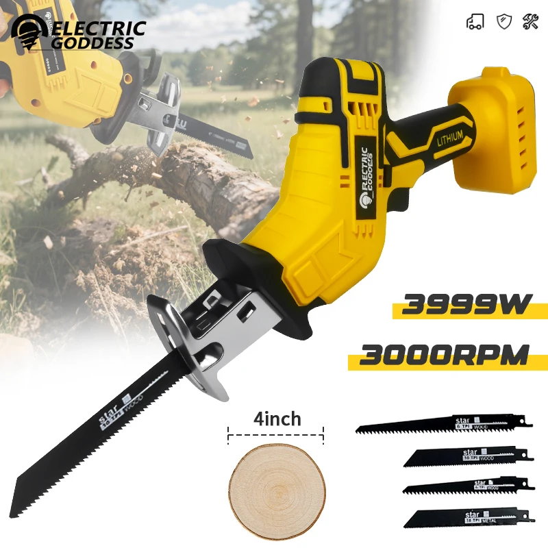 전기 여신 왕복 톱 다기능 목재 절단 톱 Dewalt 20V 배터리 용 무선 전동 공구 ﻿