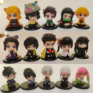 귀멸의 칼날 피규어 장난감 애니메이션 Q 버전 앉아있는 탄지로 니도즈 이노스케 젠이즈 PVD 피규어 모델 인형 선물