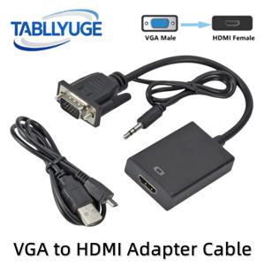 컴퓨터 노트북 TV 프로젝터 용 3.5mm 오디오 비디오 케이블 VGA 입력 HDMI 출력이있는 VGA-HDMI 호환 변환기 어댑터