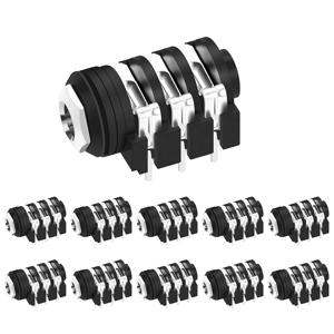 DAIERBUM 1/4 잭 암 6.35mm 잭 스테레오 1/4 인치 기타 페달 입력 잭 소켓 PCB 마운트, 6 핀 입력 출력 잭, 10 개