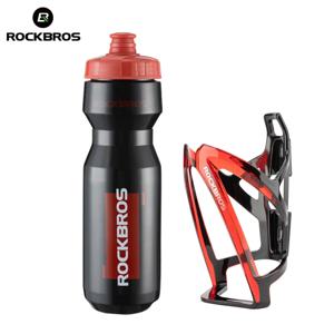 ROCKBROS 사이클링 물병 + 물병 홀더 2피스 세트 -750ml 스포츠 물병 + 통합 성형 물병 홀더