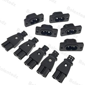 5/10pcs C8 남성 전원 소켓 C7 여성 플러그 전원 콘센트 임베디드 전기 커넥터 커넥터 35mm * 15mm AC 2.5A 5A 250v