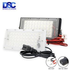 DC 12V-85V 50W Led 홍수 빛 야외 투광 조명 스포트라이트 12v 볼트 반사판 Led 휴대용 보안 빛 배터리와 연결