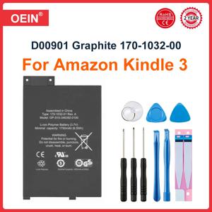 Kindle 3 III 키보드 eReader D00901 용 배터리, 흑연 170-1032-00, FS249 + 도구용, 오리지널 품질, 1900mAh