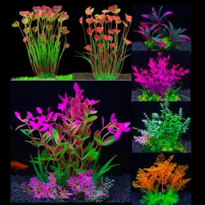 1pc 인공 수중 식물 수족관 물고기 탱크 해초 장식 녹색 보라색 물 잔디 집에 대한 장식을보기