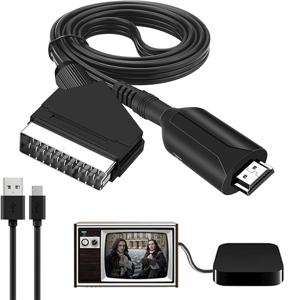 Powice Scart-HDMI 어댑터 변환기 Scart 입력 케이블이 있는 Scart HDMI 1080P HDTV STB VHS Xbox PS3 DVD용 HDMI 출력 포트