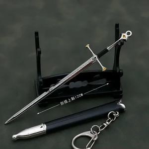12cm Aragorn Narthil 검 열쇠 고리 중세 무기 금속 Katana 사무라이 검 열쇠 고리 장식품 선물 소년을위한 장난감 수집
