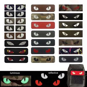 고양이 호랑이 눈, 악마의 눈 배지 후크 및 루프가있는 옷 패치 어둠 속에서 빛나는, 모자, 배낭 용 군사 전술 배지 스티커