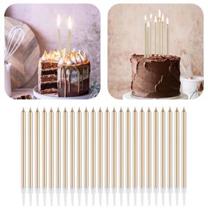 생일 웨딩 파티에 대 한 24Pcs/12PCS 샴페인 골드 양초 케이크 토퍼 DIY 장식 공급 케이크 장식