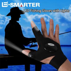 남성 여성을위한 LED 반 손가락 장갑 야외 방수 야간 낚시 미끼 사이클링 러닝 손전등 내구성 핑거리스 장갑