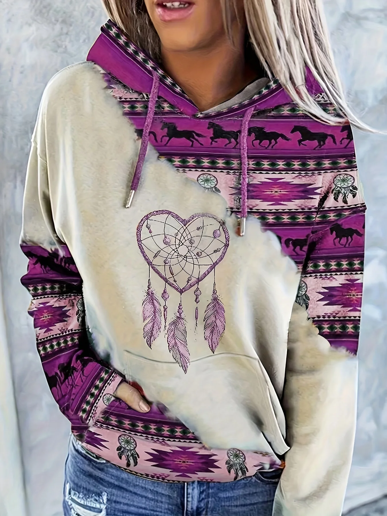 여성 캐주얼 패션 라운드 넥 풀오버 까마귀 서양 민족 스타일 복고풍 인쇄 여성 탑 까마귀