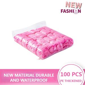 100 개/대 플라스틱 일회용 방수 신발 커버 미끄럼 방지 내마모성 청소 오버 슈즈 야외 비오는 날 카펫 청소