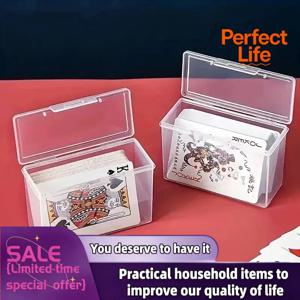 1Pcs 플라스틱 투명 스토리지 박스 게임 카드 용 다목적 직사각형 명함 신용 카드 홀더 케이스 주최자