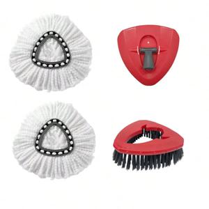 O-Cedar 및 Vileda용 걸레 헤드 교체 2개, 걸레 베이스 1개 및 걸레 스크럽 브러시 세트 1개, EasyWring 1탱크 시스템과 호환 가능