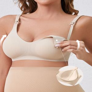 새로운 여성 출산 브래지어 전면 오프닝 솔리드 컬러 원활한 컴포트 스트라이프 v 넥 젤리 스타일 간호 브래지어