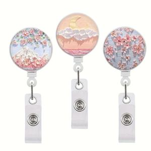 꽃과 하늘 테마의 귀여운 접이식 배지 스크롤은 교사, 학생, 의사 및 간호사를 위한 사무실 선물로 적합합니다.