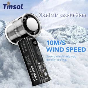 TINSOL 휴대용 미니 팬 LCD 디스플레이 100 속도 조절 가능 높은 기류 3000mA USB 충전식 야외 휴대용 팬