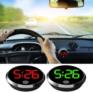 미니 합금 자동차 야광 시계, 자동차 대시보드용 원형 소형 아날로그 시계 LED 자동차 실내 액세서리