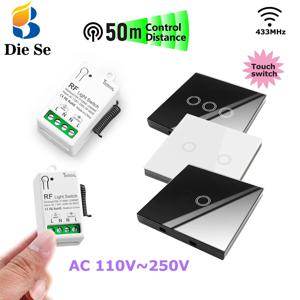 Diese 86 무선 터치 라이트 스위치 433MHz 원격 송신기, 주택 개선을 위한 AC 110V ~ 250V 10A 릴레이 수신기 인터럽터