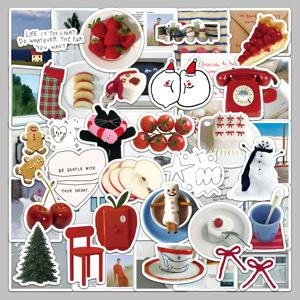 50개 크리미 한국어 INS 스타일 스티커 - 노트북/구카용 미적 파스텔 장식 - 방수 및 DIY 친화적