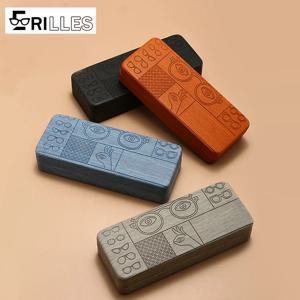 수제 꽃무늬 안경 케이스, 정사각형 벨벳 안감 광학 상자 - 처방전/선글라스 보호 보관함