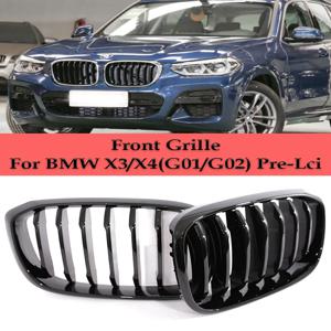 BMW G01 X3 G02 X4 2018-2022 프론트 그릴 레이싱 그릴용 자동차 전면 키드니 교체 광택 블랙 싱글/더블 그릴